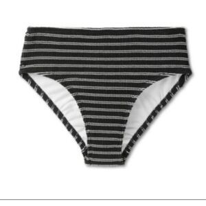 Kona Sol black and White Textured Boho Swim Bikini Bottom Size XL